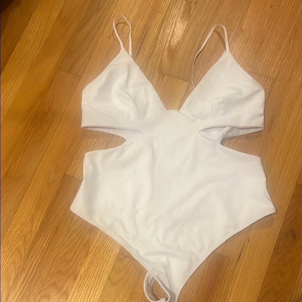 Free People White Cutout Bodysuit